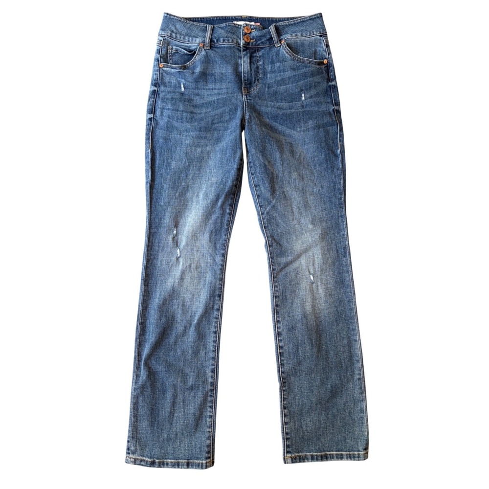 Cabi Cinch Straight Leg Jeans Womens 10 Medium Wash Blue Denim Stretch 4521